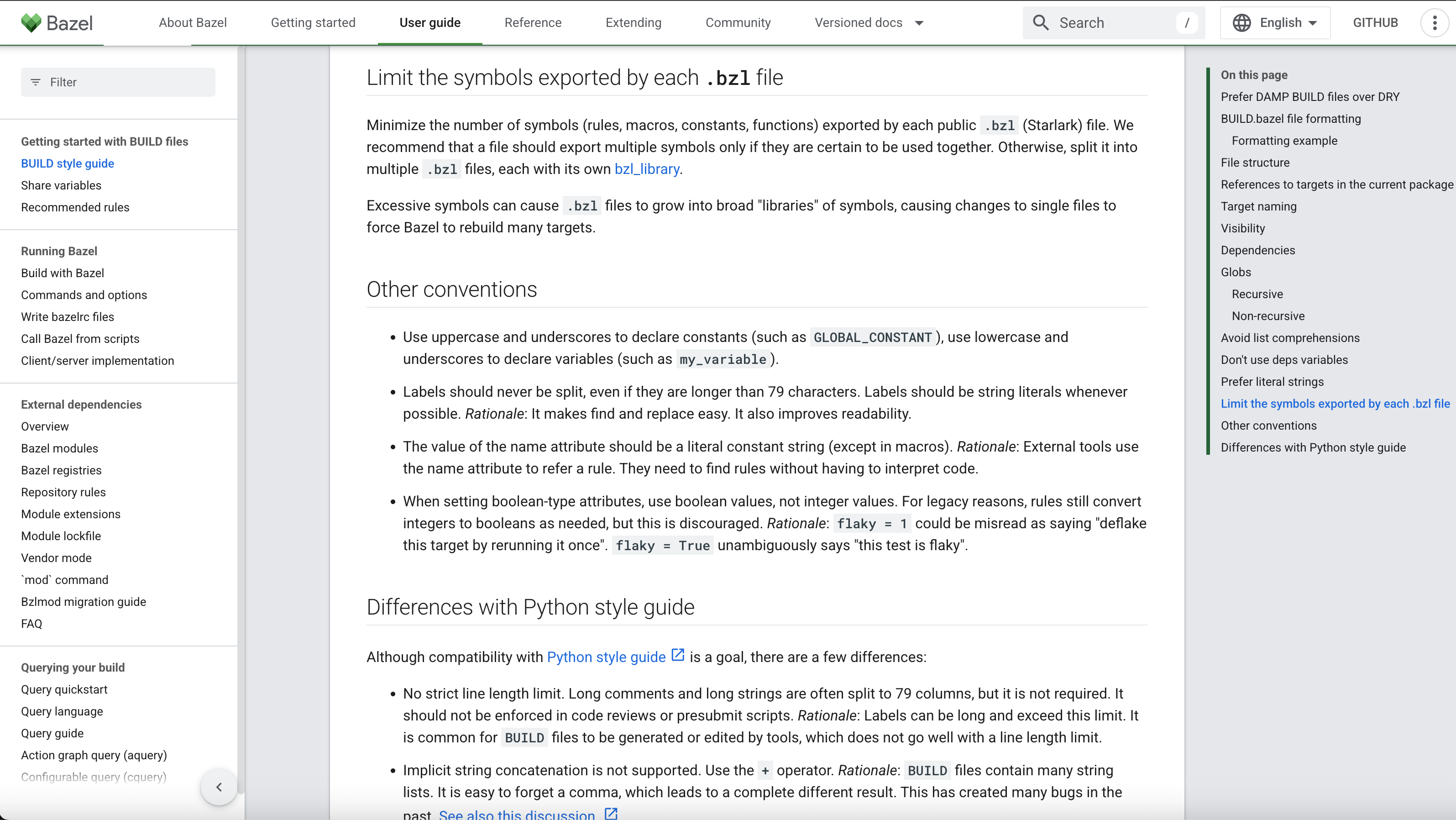 Screenshot showing .bzl file explainer